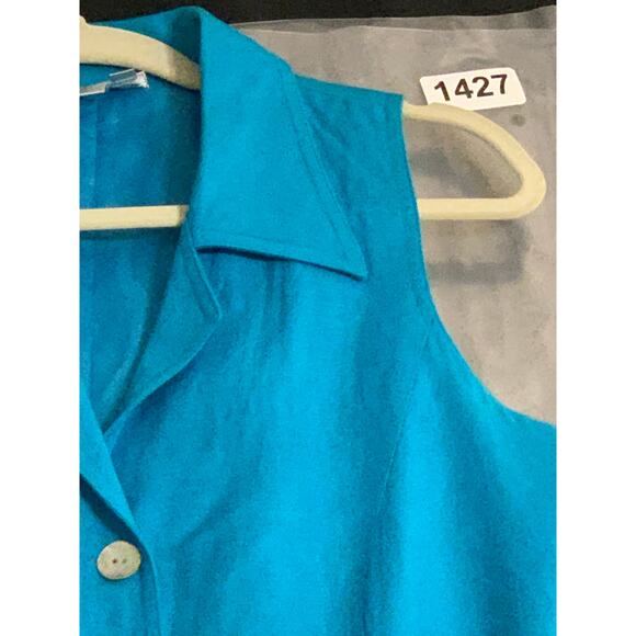 Coldwater Creek Womens A-Line Dress Linen Blend Button Front Midi Fully Lined 8 - Picture 9 of 9